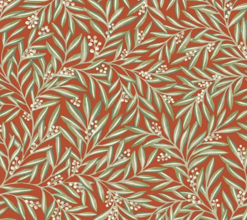 Ronald Redding Arts & Crafts Rowan Wallpaper - Rust