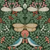 Ronald Redding Arts & Crafts Butterfly Garden Wallpaper - Green