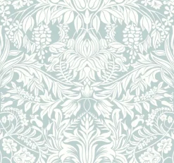 Ronald Redding Arts & Crafts Lockwood Damask Wallpaper - Light Blue