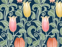 Ronald Redding Arts & Crafts Canterbury Bells Wallpaper - Navy