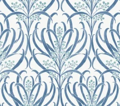 Ronald Redding Arts & Crafts Calluna Wallpaper - White & Blue