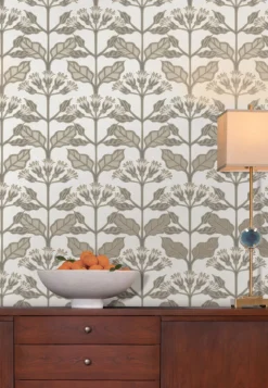 Ronald Redding Arts & Crafts Tracery Blooms Wallpaper - White