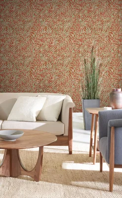 Ronald Redding Arts & Crafts Rowan Wallpaper - Rust
