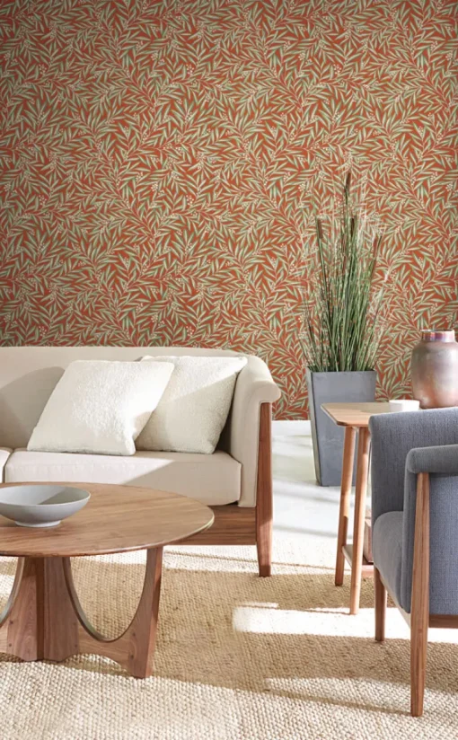 Ronald Redding Arts & Crafts Rowan Wallpaper - Rust