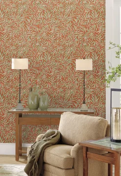 Ronald Redding Arts & Crafts Rowan Wallpaper - Rust