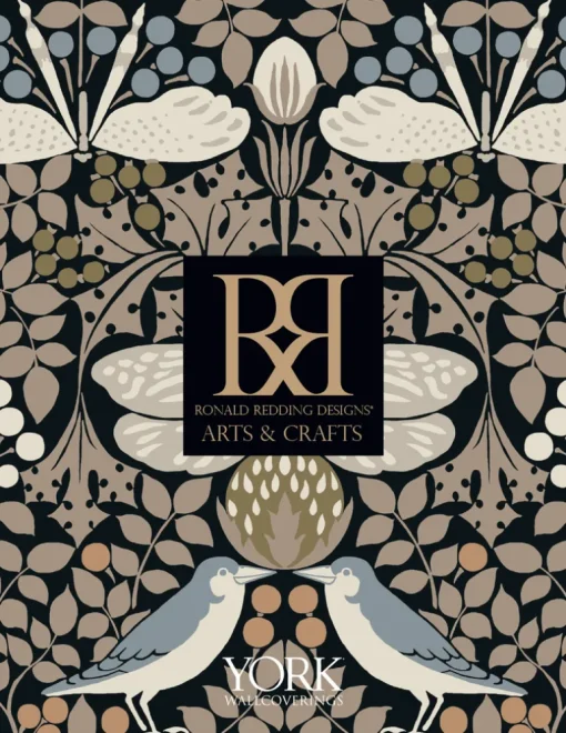 Ronald Redding Arts & Crafts Burnished Patina Wallpaper - Beige