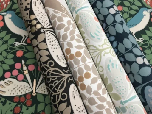 Ronald Redding Arts & Crafts Butterfly Garden Wallpaper - Green & Blue