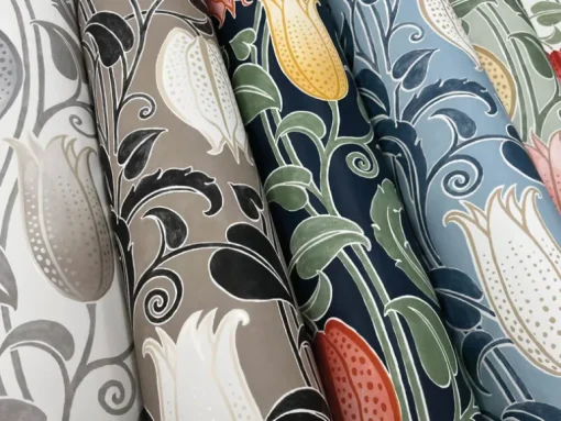 Ronald Redding Arts & Crafts Canterbury Bells Wallpaper - Navy