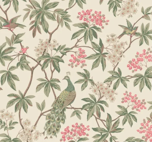 Ronald Redding Astoria Peacock Estate Wallpaper - Cream