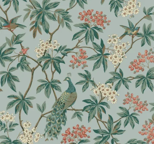 Ronald Redding Astoria Peacock Estate Wallpaper - Blue