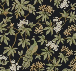 Ronald Redding Astoria Peacock Estate Wallpaper - Black