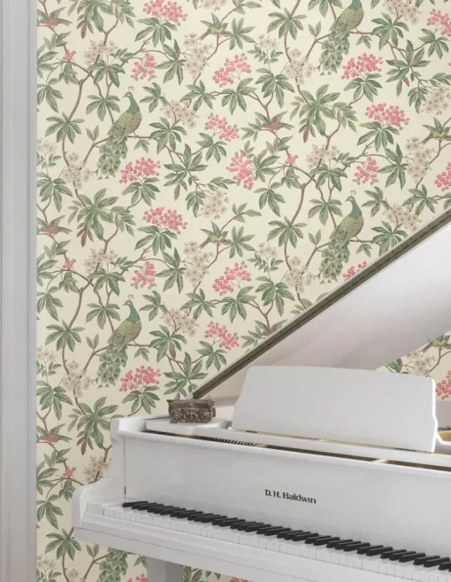 Ronald Redding Astoria Peacock Estate Wallpaper - Cream