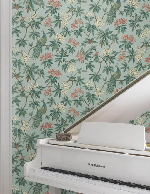 Ronald Redding Astoria Peacock Estate Wallpaper - Blue