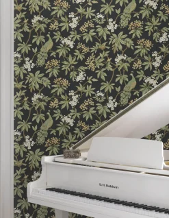 Ronald Redding Astoria Peacock Estate Wallpaper - Black
