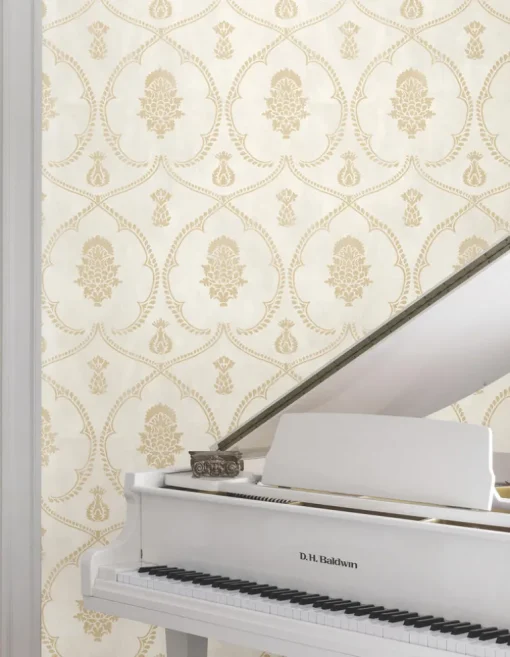 Ronald Redding Astoria Royal Damask Wallpaper - Soft Gold
