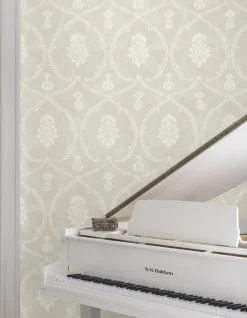 Ronald Redding Astoria Royal Damask Wallpaper - Soft Grey