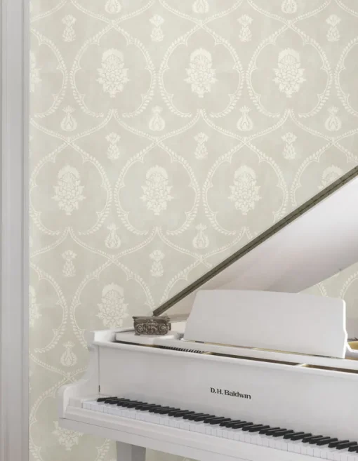 Ronald Redding Astoria Royal Damask Wallpaper - Soft Grey