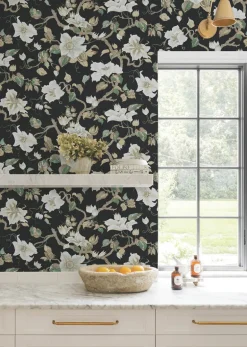 Ronald Redding Classics Marguerite Vine Wallpaper - Black