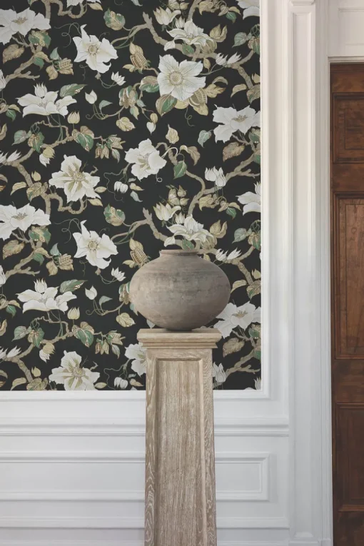 Ronald Redding Classics Marguerite Vine Wallpaper - Black