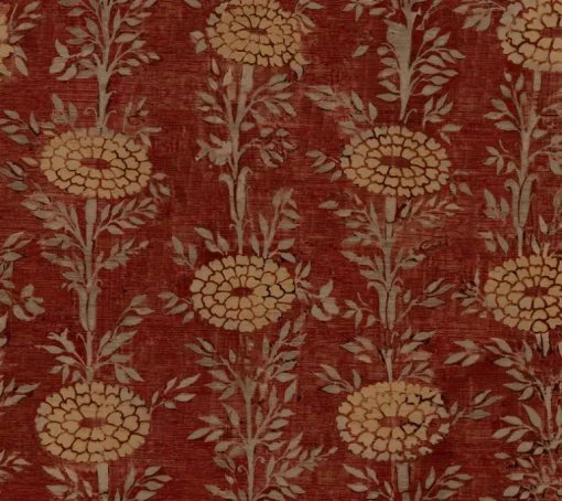 Ronald Redding Tea Garden French Marigold Wallpaper - Red & Gold