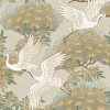 Ronald Redding Tea Garden Sprig & Heron Wallpaper - Beige