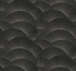 Ronald Redding Tea Garden Morning Shell Wallpaper - Black & Grey