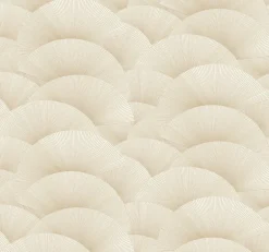 Ronald Redding Tea Garden Morning Shell Wallpaper - Cream & Gold