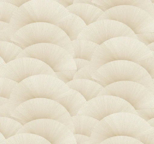 Ronald Redding Tea Garden Morning Shell Wallpaper - Cream & Gold