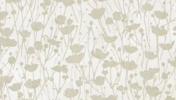 Ronald Redding Tea Garden Shimmering Poppies Wallpaper - White & Gold
