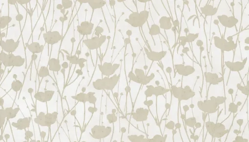 Ronald Redding Tea Garden Shimmering Poppies Wallpaper - White & Gold