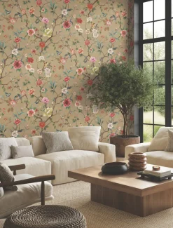 Ronald Redding Tea Garden Kimora's Garden Wallpaper - Linen