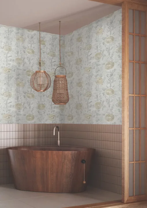 Ronald Redding Tea Garden French Marigold Wallpaper - White & Gold
