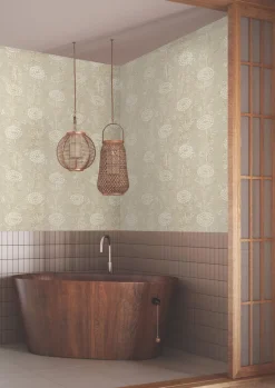 Ronald Redding Tea Garden French Marigold Wallpaper - Taupe & Gold