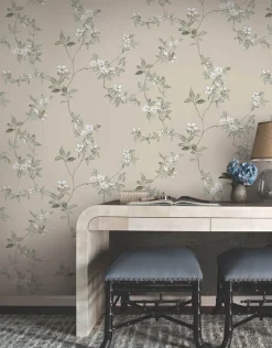 Ronald Redding Tea Garden April Blossom Wallpaper - Taupe