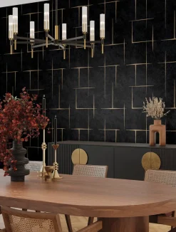 Ronald Redding Tea Garden Malia Wallpaper - Gold & Black
