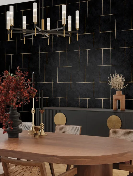 Ronald Redding Tea Garden Malia Wallpaper - Gold & Black