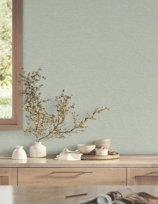 Ronald Redding Tea Garden Daystone Wallpaper - Soft Jade