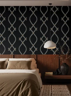 Ronald Redding Tea Garden Ellena Wallpaper - Black
