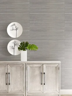 Ronald Redding Tea Garden Imperial Grasscloth Wallpaper - Light Gray