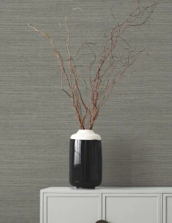 Ronald Redding Tea Garden Amyra Silk Wallpaper - Charcoal