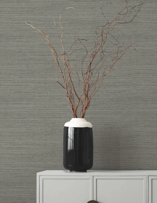 Ronald Redding Tea Garden Amyra Silk Wallpaper - Charcoal