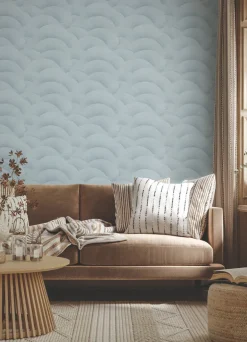Ronald Redding Tea Garden Morning Shell Wallpaper - Blue