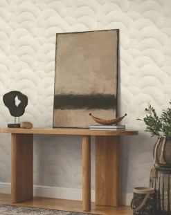 Ronald Redding Tea Garden Morning Shell Wallpaper - Cream & Gold
