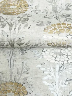 Ronald Redding Tea Garden French Marigold Wallpaper - White & Gold