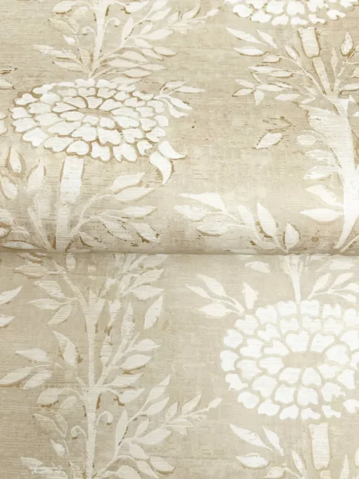Ronald Redding Tea Garden French Marigold Wallpaper - Taupe & Gold