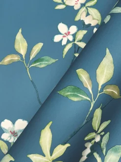 Ronald Redding Tea Garden April Blossom Wallpaper - Cobalt