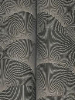 Ronald Redding Tea Garden Morning Shell Wallpaper - Black & Grey