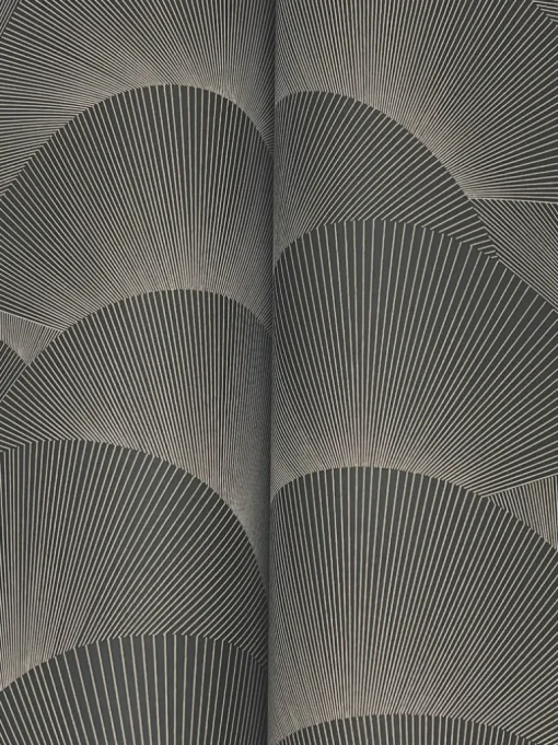 Ronald Redding Tea Garden Morning Shell Wallpaper - Black & Grey