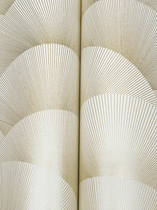 Ronald Redding Tea Garden Morning Shell Wallpaper - Cream & Gold