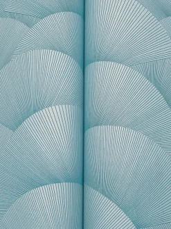 Ronald Redding Tea Garden Morning Shell Wallpaper - Blue